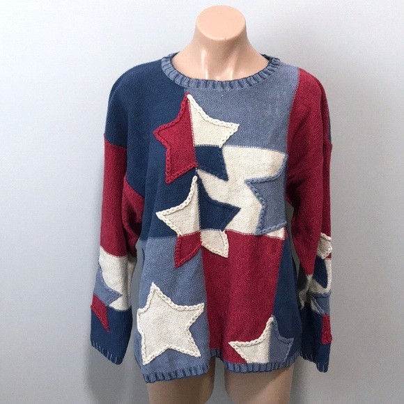 Timberlea Patriotic Stars Sweater Red White Blue - Picture 4 of 5
